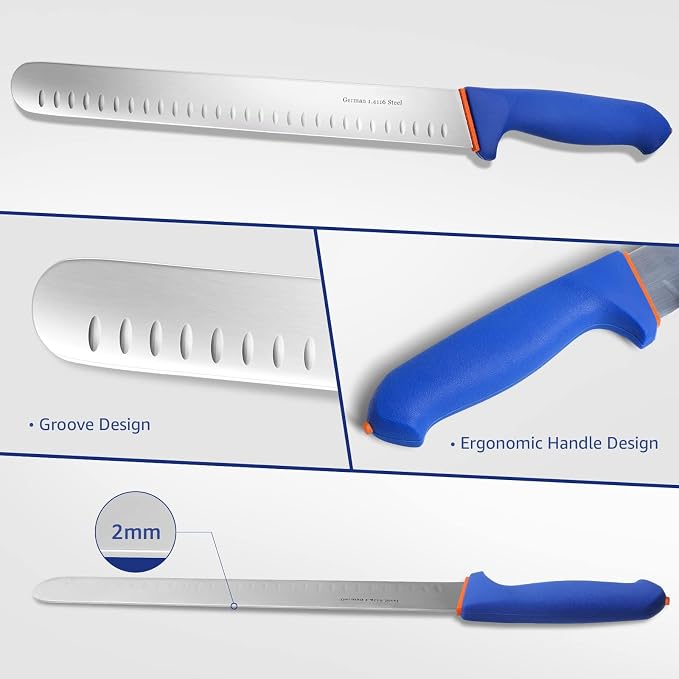 DRAGON RIOT Carving Knife Set for Meat 12 Inche Meat Slicing Knife and Boning Knife and 6 Inch Curved Beef Brisket Trimming Bundle