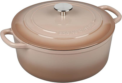 EDGING CASTING Enameled Cast Iron Dutch Oven Pot With Lid, 5.5 Quart, for Bread Baking, Cooking, Mocha