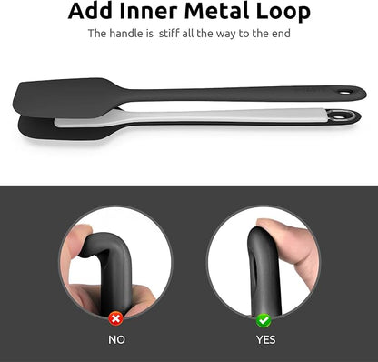 14in Extra Long Silicone Spatula: U-Taste 480ºF Heat Resistant Flexible Baking Mixer Scraper, Large Rubber Mixing Stirring Scraping Seamless Kitchen Turner Utensil for Nonstick Cookware (Black)