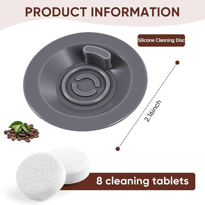 Silicone Espresso Backflush Cleaning Disc 54mm with 8 PCS Cleaning Tablets, Gray Cleaning Kit for Breville BES870XL BES878BSS BES880 BES840XL BES810BSS Espresso Machines
