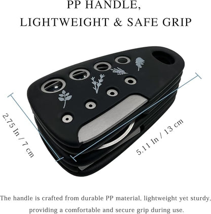 6-Piece Unique Kitchen Gadget Set in Black, Stackable Space-Saving Tools Including Grater, Peeler, Pizza Cutter, and Bottle Opener