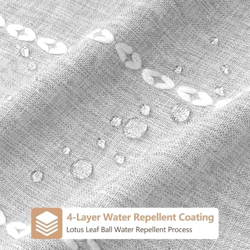 Seenus 72 x 84 inch Extra Long Boho Chic Shower Curtain Heavyweight with Tassels, Grey Linen Textured Fabric Farmhouse Shower Curtain, Elegant Gray & White Striped Bathroom Curtain Water Repellent