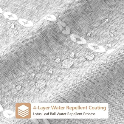 Seenus 72 x 84 inch Extra Long Boho Chic Shower Curtain Heavyweight with Tassels, Grey Linen Textured Fabric Farmhouse Shower Curtain, Elegant Gray & White Striped Bathroom Curtain Water Repellent