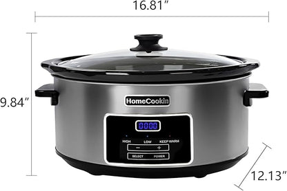8-Quart Digital Programmable Slow Cooker with Timer - Small Kitchen Appliance for Family Dinners - Serves 10+ People - Heat Settings: Keep Warm, Low and High