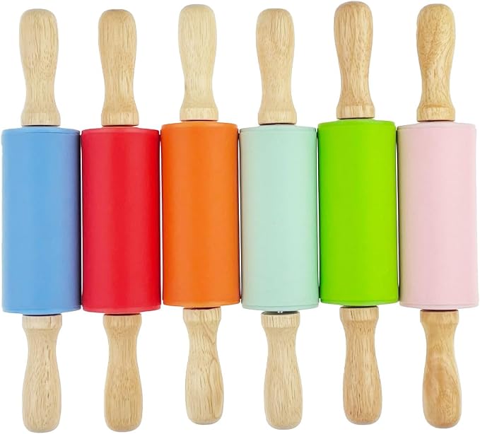 18 Pack Mini Small Rolling Pin 9 Inch Kids Rolling Pin Wooden Handle for Home Kitchen (18)