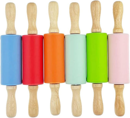 18 Pack Mini Small Rolling Pin 9 Inch Kids Rolling Pin Wooden Handle for Home Kitchen (18)