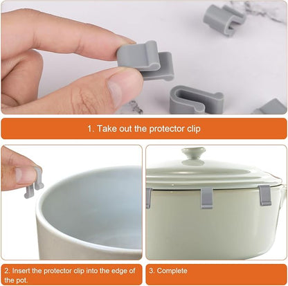 12pcs Silicone Dutch Oven Lid Clips - Flexible Bumper Non-Slip Pan Protectors (gray)