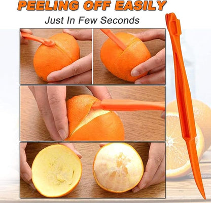 Orange Peeler Tools - Plastic Orange Peeler Citrus Remover Easy Open Lemon Citrus Peel Cutter Vegetable Slicer Fruit Tools Kitchen Gadgets (Orange 2 Pack)