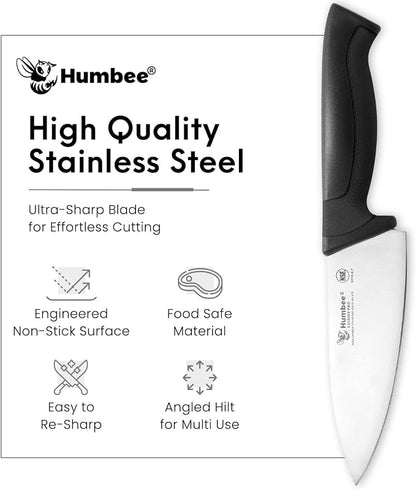 6-Inch Chef Knife, NSF Certified Razor-Sharp High Carbon Stainless Steel Blade – Ergonomic Color Coded Handle, Non-Slip Grip Kitchen Knife, DT-10 Series, Black