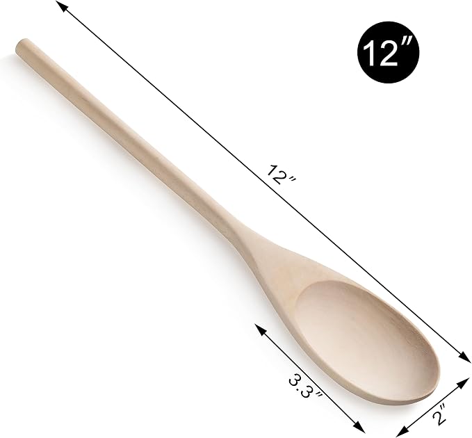 New Star Foodservice 42603 Classic Wood Kitchen Spoons Mixing Spoons, Light Yellow, Set of 3 (Pack of 2)
