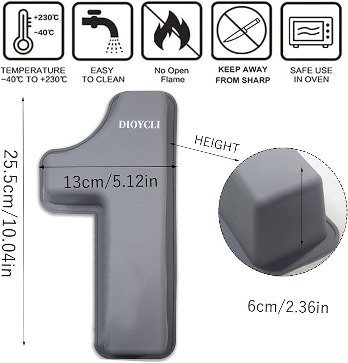 Dioycli Number Cake Molds for Baking 3D Silicone Cake Molds DIY Personalized Cake Pan for Birthday Wedding and Anniversary Number 1 Cake Pan of 10 Inch