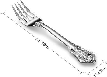 KEAWELL Luxury Salad Forks Dessert Forks Set, Set of 4, 18/10 Stainless Steel, 7 Inches, Dishwasher Safe, Mirror Polished, Silverware Fork Set (Silver)