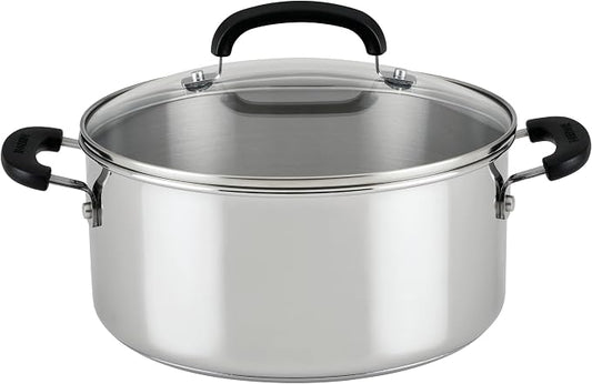 Farberware Brilliance Dutch Oven Pot with Lid, 5 Quart, Stainless Steel