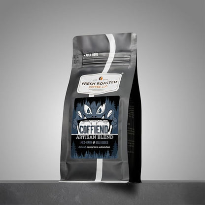 Fresh Roasted Coffee, Coffiend Whole Bean Coffee, Med-Dark Roast, Kosher, 12 oz