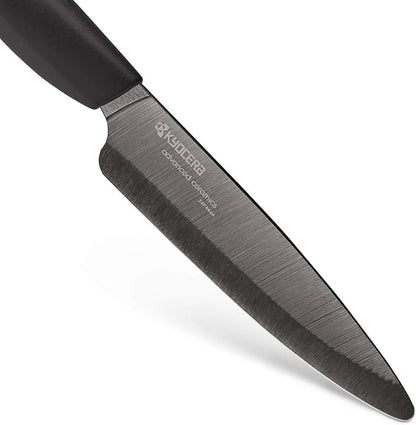 Kyocera's Revolution 4-Piece Knife Set: Includes 7" Chef's Santoku, 5.5" Santoku, 4.5" Utility & 3" Paring-Black