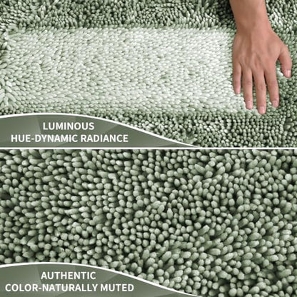 Yimobra Chenille Bathroom Rugs Non Slip, Extra Thick Soft Absorbent Bath Rug 31.5x20 Inch, Machine Washable Quick Dry Bath Mat for Bathroom Floor, Tub and Shower, Home Decor Accessories, Sage Green