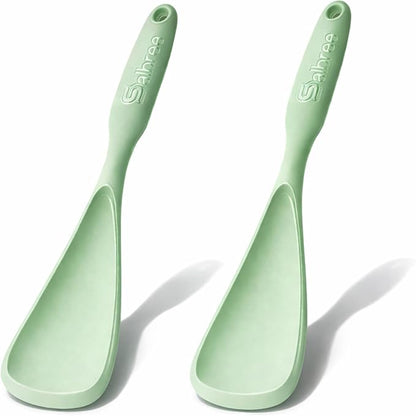 Silicone Spoon Spatula for Cooking - Multifunction Scoop Spatula Spoonula - Heat Resistant Cooking Spoon for Nonstick Cookware - Large Silicone Kitchen Spoon - Seamless Design (Mint,2pcs)