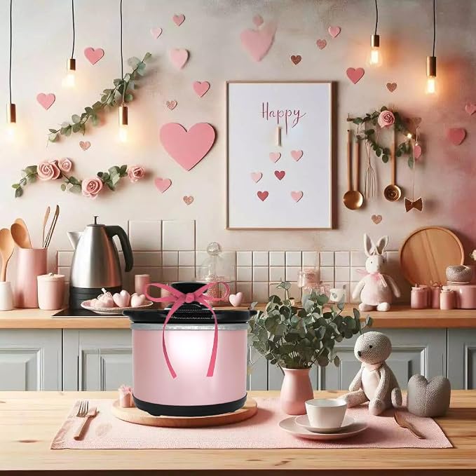 Mini Slow Cooker, 0.65 Qt Capacity small slow cooker, Ceramic Pot, Nutrient Loss Reduction, For Sauces, Stews & Dips, Round (pink)