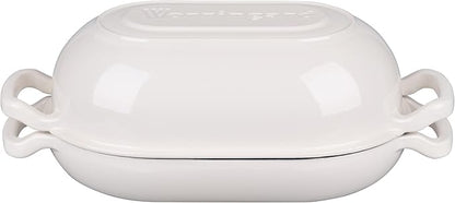 VORRINGARD Enameled Cast Iron Sourdough Bread Oven, Dutch Oven, Loaf Cast Iron Bread Pan for Homemade Bread Baking, Meatloaf Pan with Lid, 5QT, White