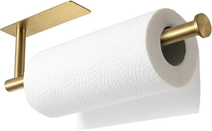 theaoo 2 Packs Paper Towel Holder - Under Cabinet Paper Towel Holder for Kitchen, Adhesive Paper Towel Roll Rack for Bathroom Towel, Wall Mounted Paper Towel Rack, SUS304 Stainless Steel