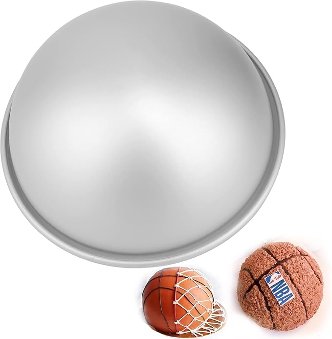 Pack of 2, 6 Inch Dome Hemisphere Cake Pan, DIY 3D Football Soccer Shaped Birthday Nonstick Cake Mould, Aluminum