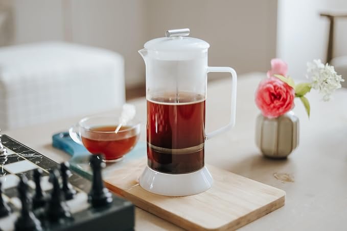 Teabloom Toulouse Borosilicate Glass Tea Press and Coffee Maker with No Plastic, 24-Ounce (700 mL) - Dusk Grey