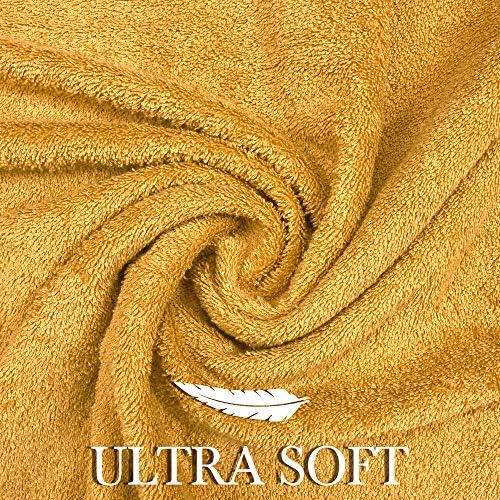 6 Piece Bath Towel Set, 2 Bath, 2 Hand, 2 Washcloths, Gold