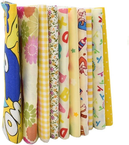 10pcs 12 x 12 inches (30cmx30cm) Print Yellow Series Fabric Bundle Squares Patchwork DIY Sewing Scrapbooking Quilting Pattern Artcraft