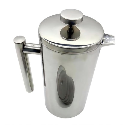 Premium Stainless Steel French Press Coffee Maker (5 Pack Filter)- 34oz/1L Thermal Insulated, 304 Rust-Proof Metal Press - Heat-Resistant Ergonomic Handle BPA Free(Dishwasher Safe)