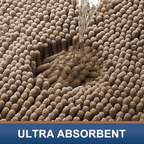 Smiry Bathroom Rugs 34X21, Luxury Chenille Extra Soft Absorbent Bath Mat
