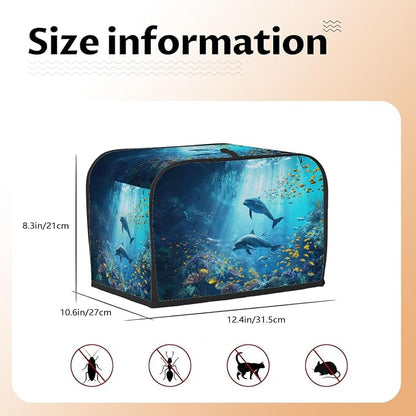 Deep Sea Animal Fish Toaster Cover 4 Slice Wide Slot Washable Kitchen Appliance Covers Fingerprint Bread Machine Dust Cover Small Toaster Oven Accessories Covers Bread Maker Bag Women Gift