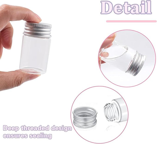 16 PCS Tiny Jars with Aluminum Lids 25ml Small Glass Bottles Empty Spice Jars Transparent Mini Containers Condiment Pot Seasoning Storage Bottle for Home Kitchen Outdoor Camping Hiking BBQ Hunting