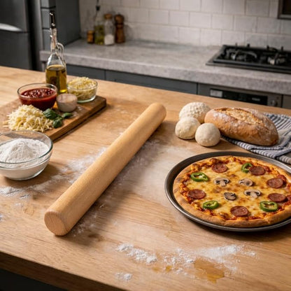 15.75 Straight Inch Rolling Pin – Smooth One-Piece Wooden Dough Roller for Baking, Cookies, Pizza Dough, Pie Crust, Fondant & Pastry
