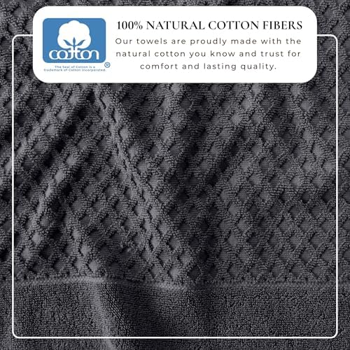 Great Bay Home Bath Towels - 100% Cotton 6 Piece Towel Set - Diamond Waffle Weave - Absorbent, Durable, Quick-Dry Towels for Bathroom (Stone Blue)