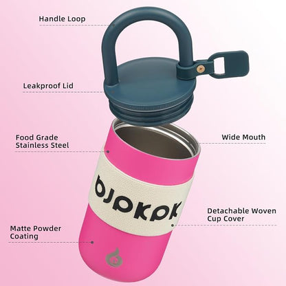 BJPKPK 13oz Insulated Tumbler With Lid And Handle Stainless Steel Travel Mug Loop Coffee Tumbler Cups