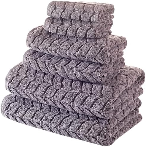 BAGNO MILANO Turkish Cotton Bath Towels, Hand Towels - Soft Plush Jacquard Collection Luxury Towels Set (Grey, Bath Towel Set of 2)