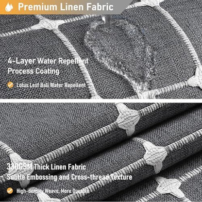 BTTN Long Boho Farmhouse Linen Fabric Shower Curtain, 72x84, Charcoal Gray