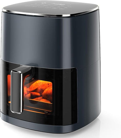 NEWBULIG Air Fryer 6.34 Quarts, Airfryer with Visual Window, 400℉ Fast Heating Air Fryers Oven with Timer, Auto-Off, Non Toxic & Non Stick, Multiple 12 Modes for Roast, Bake, Dehydrate, Fry, Reheat
