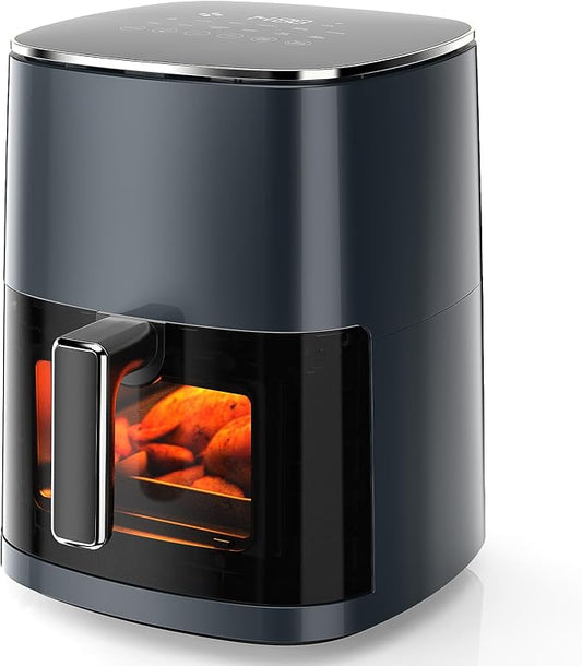 NEWBULIG Air Fryer 6.34 Quarts, Airfryer with Visual Window, 400℉ Fast Heating Air Fryers Oven with Timer, Auto-Off, Non Toxic & Non Stick, Multiple 12 Modes for Roast, Bake, Dehydrate, Fry, Reheat