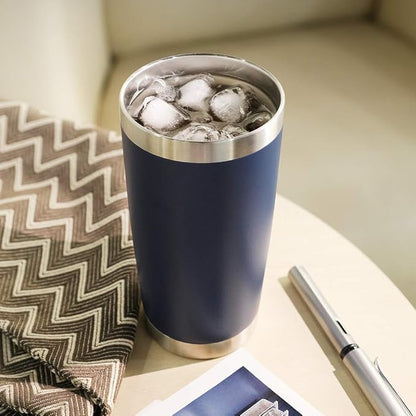 DOMICARE 20oz Stainless Steel Tumbler Bulk with Lid, Double Wall Vacuum Insulated Travel Mug, Powder Coated Coffee Cup, Navy, 12 Pack