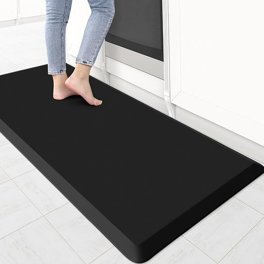 KitchenClouds Kitchen Mat Cushioned Anti Fatigue Rug 22"x54" Water Resistant, Non Slip, Standing and Comfort Desk/Floor Mats for House Sink Office (Black,0.8inch)