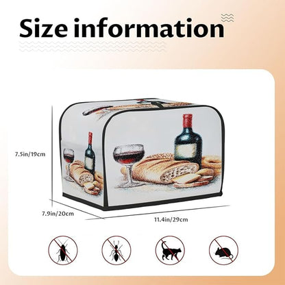 Red Wine Toaster Cover 2 Slice Wide Slot Washable Toaster Covers | Modern Food Dust and Fingerprint Protection Bread Maker Covers for Kitchen Accessories Decor Bakeware Women Gift