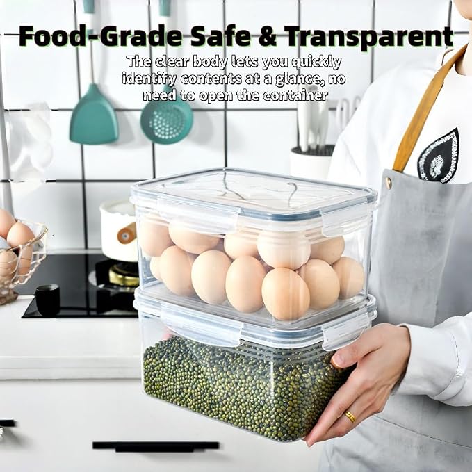 4 in 1 Food Storage Containers with Lids, Food Storage Containers With Lids Airtight, With Removable Colander, For Fruits & Vegetables, Easy to Soak, Clean, Drain and Store (Gray, S)