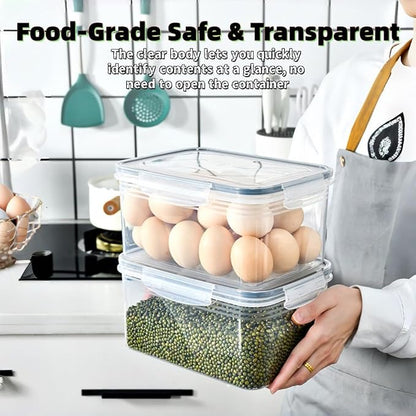 4 in 1 Food Storage Containers with Lids, Food Storage Containers With Lids Airtight, With Removable Colander, For Fruits & Vegetables, Easy to Soak, Clean, Drain and Store (Gray, S)