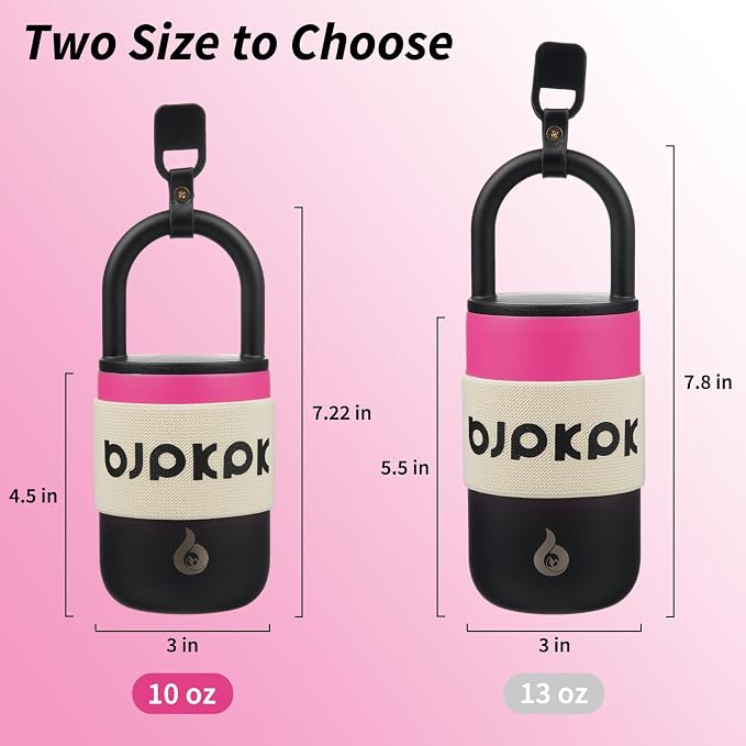 BJPKPK Insulated Stainless Steel Tumbler Cups 10oz Travel Coffee Mug With Lid And Handle,Pink And Black