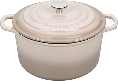 VORRINGARD Enameled Cast Iron Dutch Oven Pot with Lid, for Sourdough Bread Baking, Round Dutch Ovens, 6 Quart, Latte