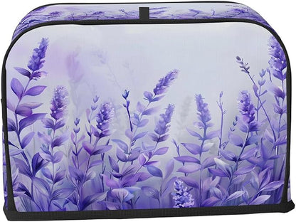 Flower Lavender Toaster Cover 2 Slice Wide Slot Washable Toaster Covers | Purple Art Dust and Fingerprint Protection Bread Maker Covers for Kitchen Accessories Decor Bakeware Women Gift