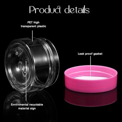 SATINIOR 24 Pieces Empty Clear Plastic Jars with Lids Round Storage Containers Wide Mouth for Beauty Product Cosmetic Cream Lotion Liquid Butter Craft and Food(Pink Lid,2 oz)