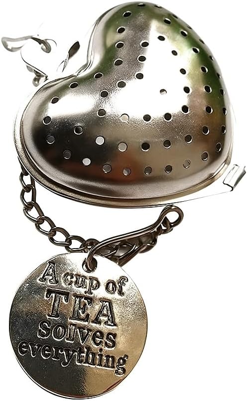 Heart Tea Infuser with Drip Tray and Quotation - Do What You Love, Love What You Do