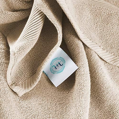 Hearth & Harbor Bath Towels for Bathroom - 100% Ring Spun Cotton Luxury Bathroom Towels - Ultra Soft & Highly Absorbent, Bath Towels Set of 10 - Beige Cream